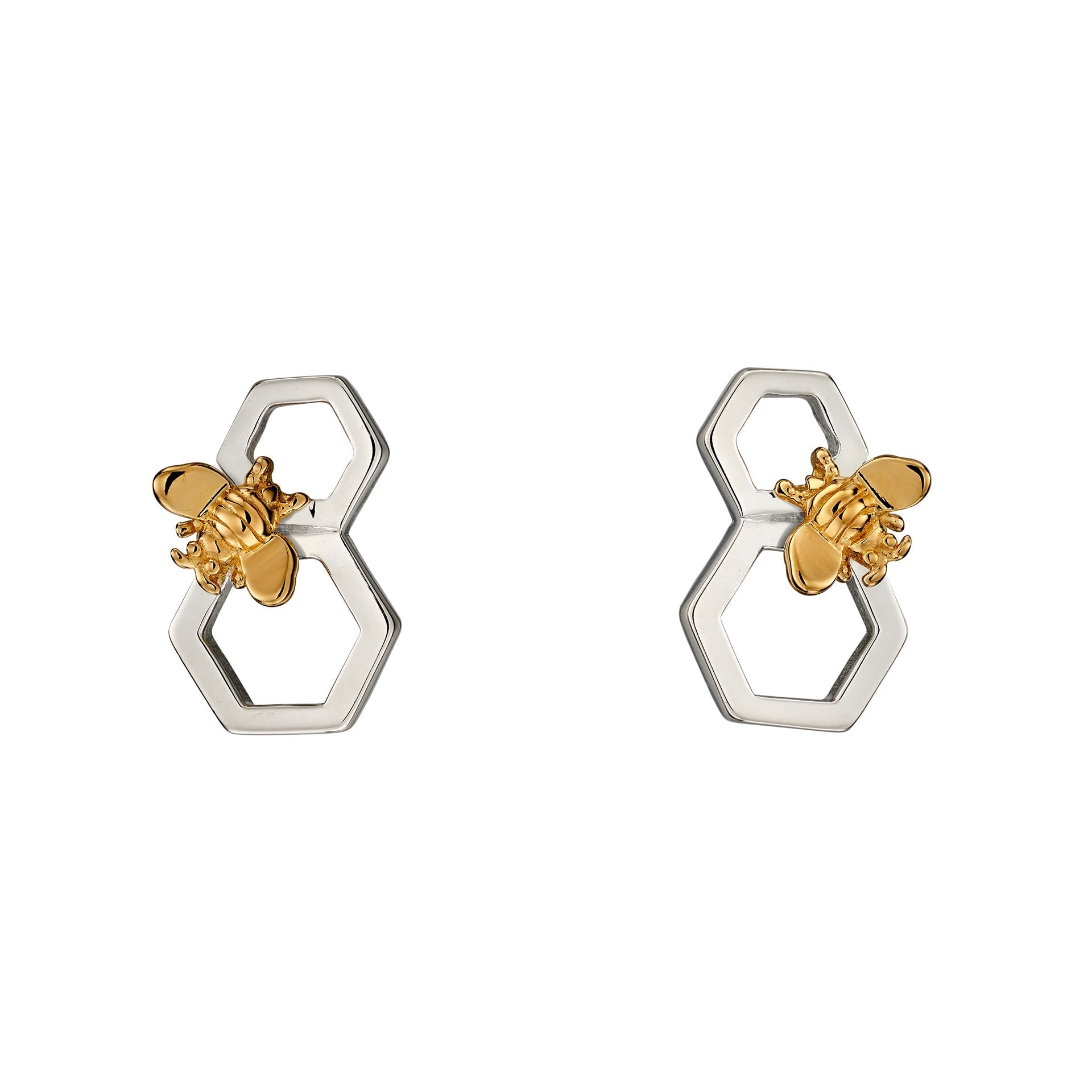 Beginnings Yellow Gold Plated Bee and Honeycomb Earrings