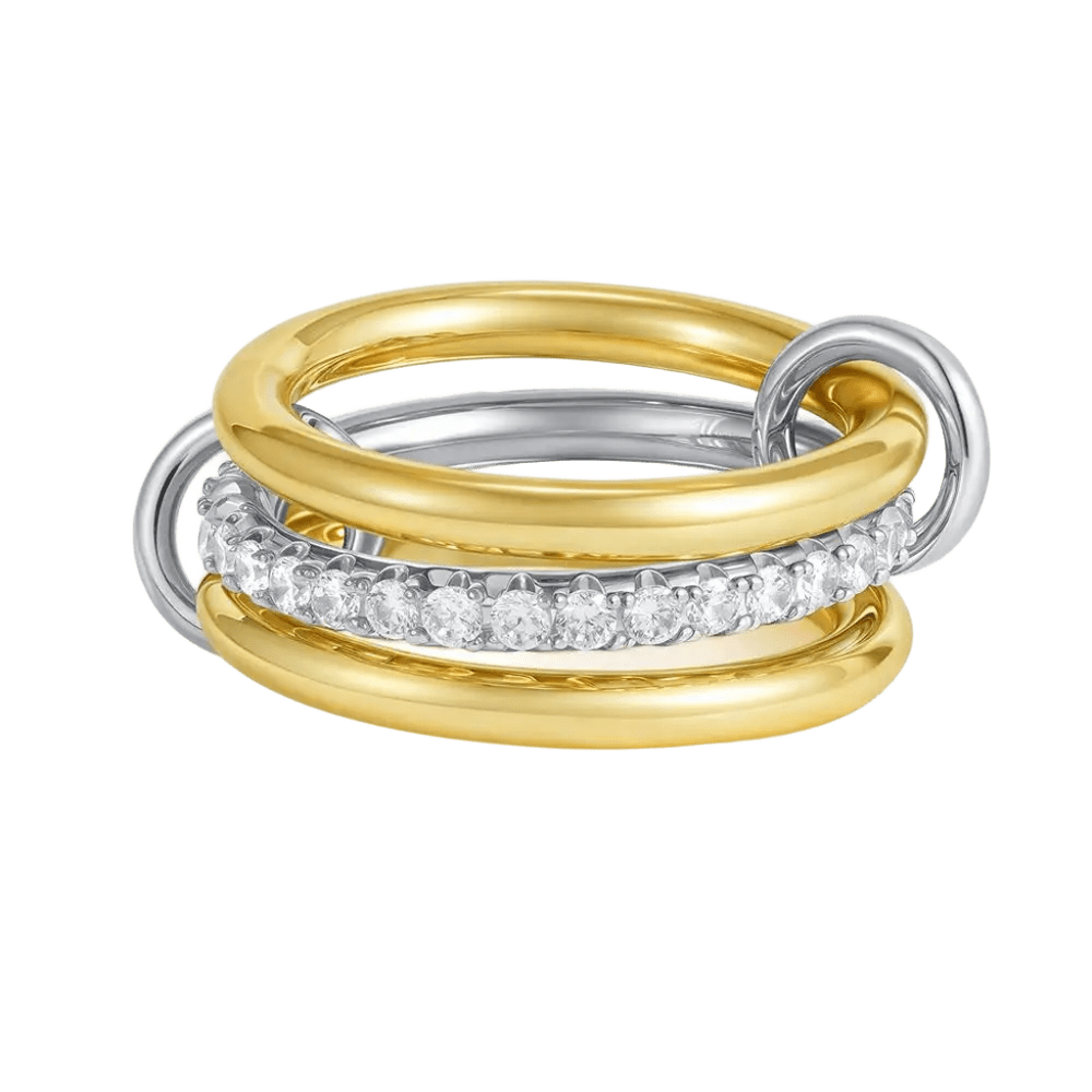 18K Elegant Gold Plated & Silver Stacked Rings