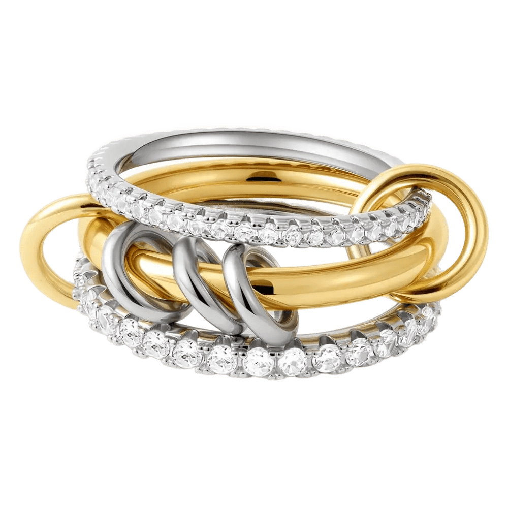 18K Elegant Gold Plated & Silver Stacked Rings