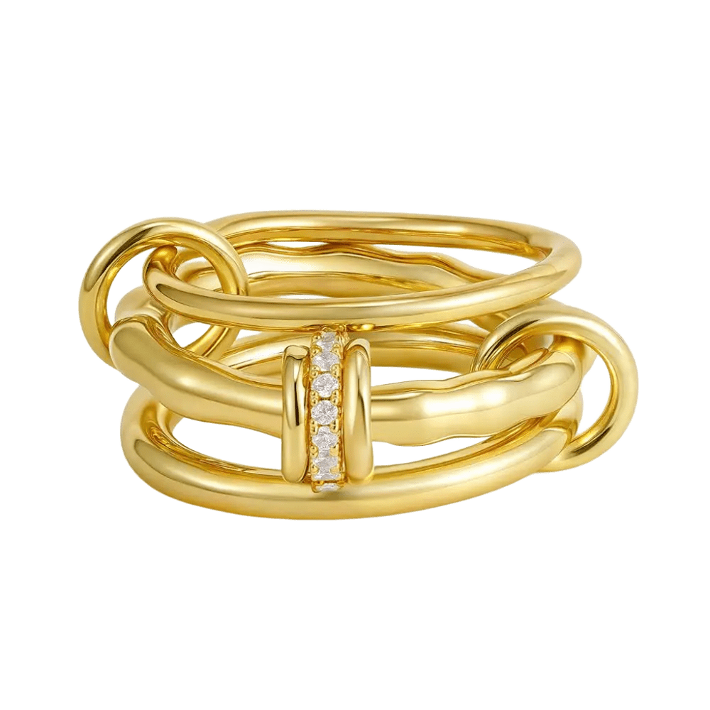 18K Elegant Gold Plated Stacked Rings