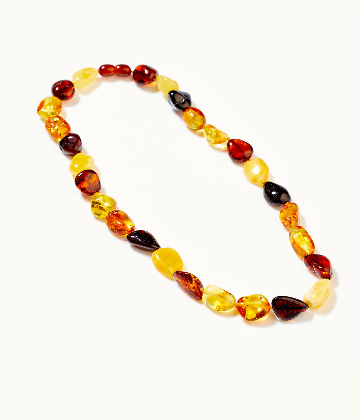 Collana in Ambra Grezza Multicolore con Perline 45cm