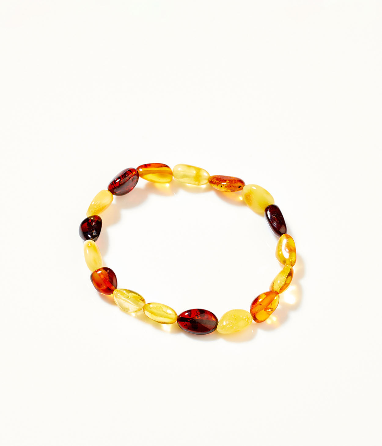 Bracciale con perline ambra grezza multicolore