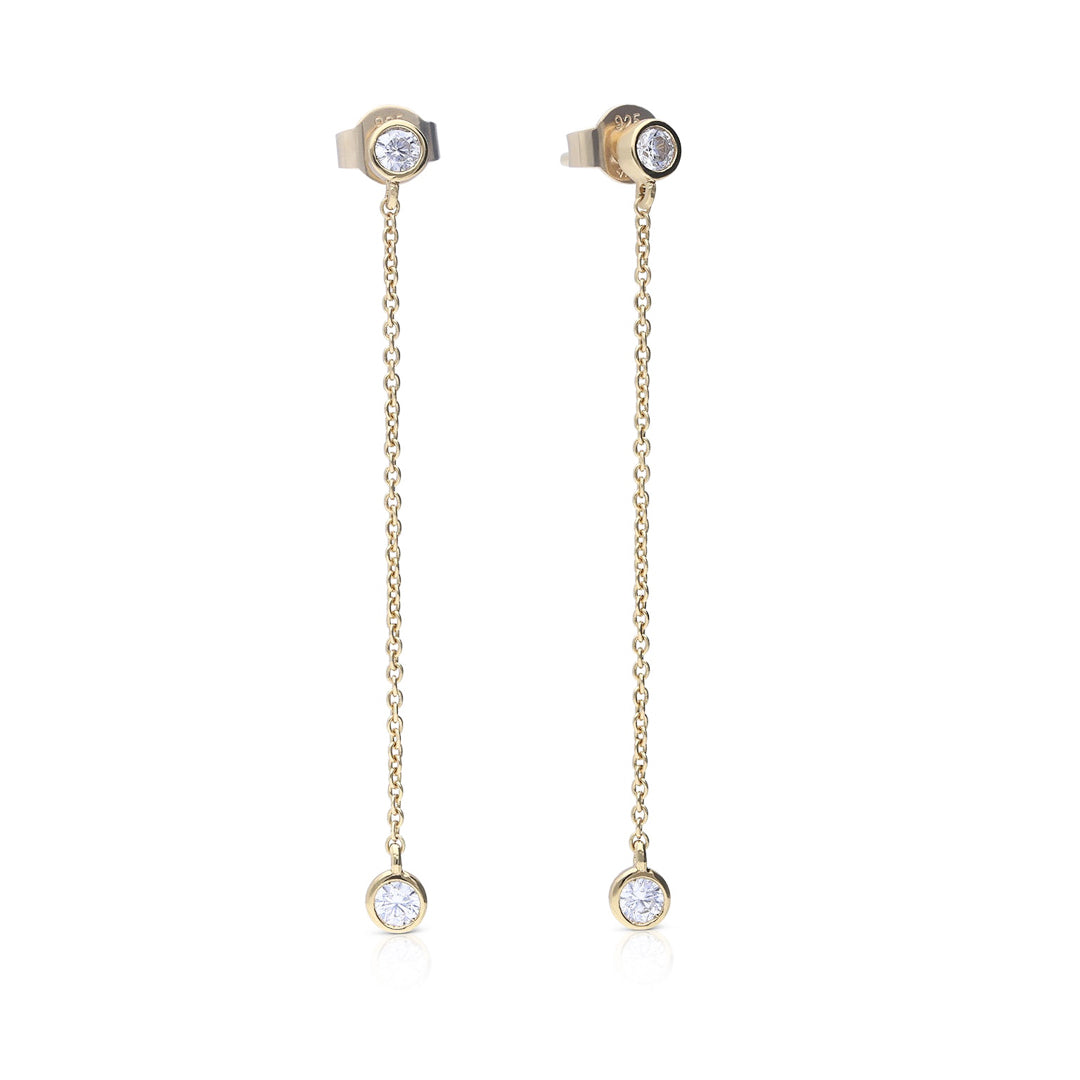 Diamonfire Bezel Set Chain Drop Earrings