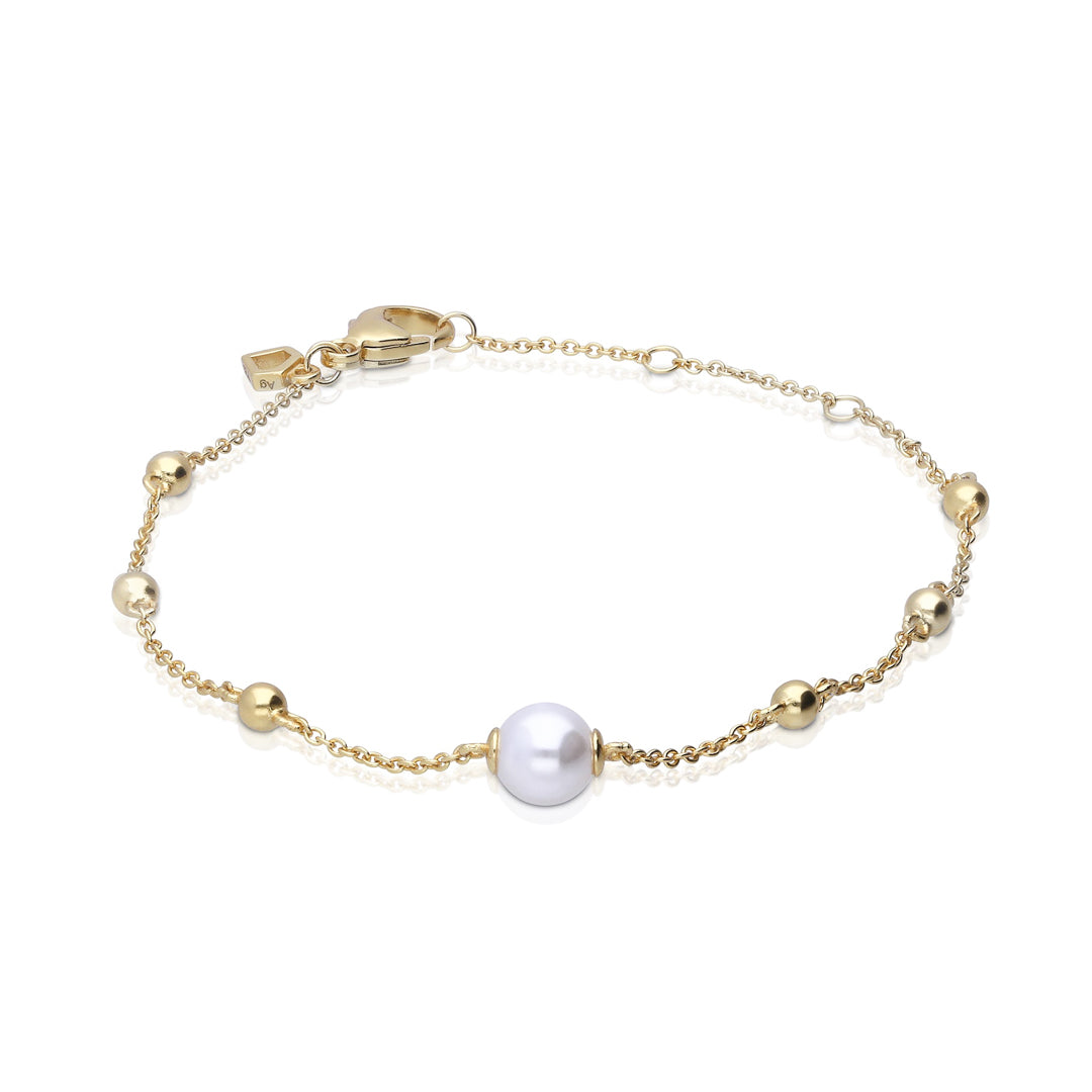 Diamonfire Ball Station Bracelet with Shell Pearl