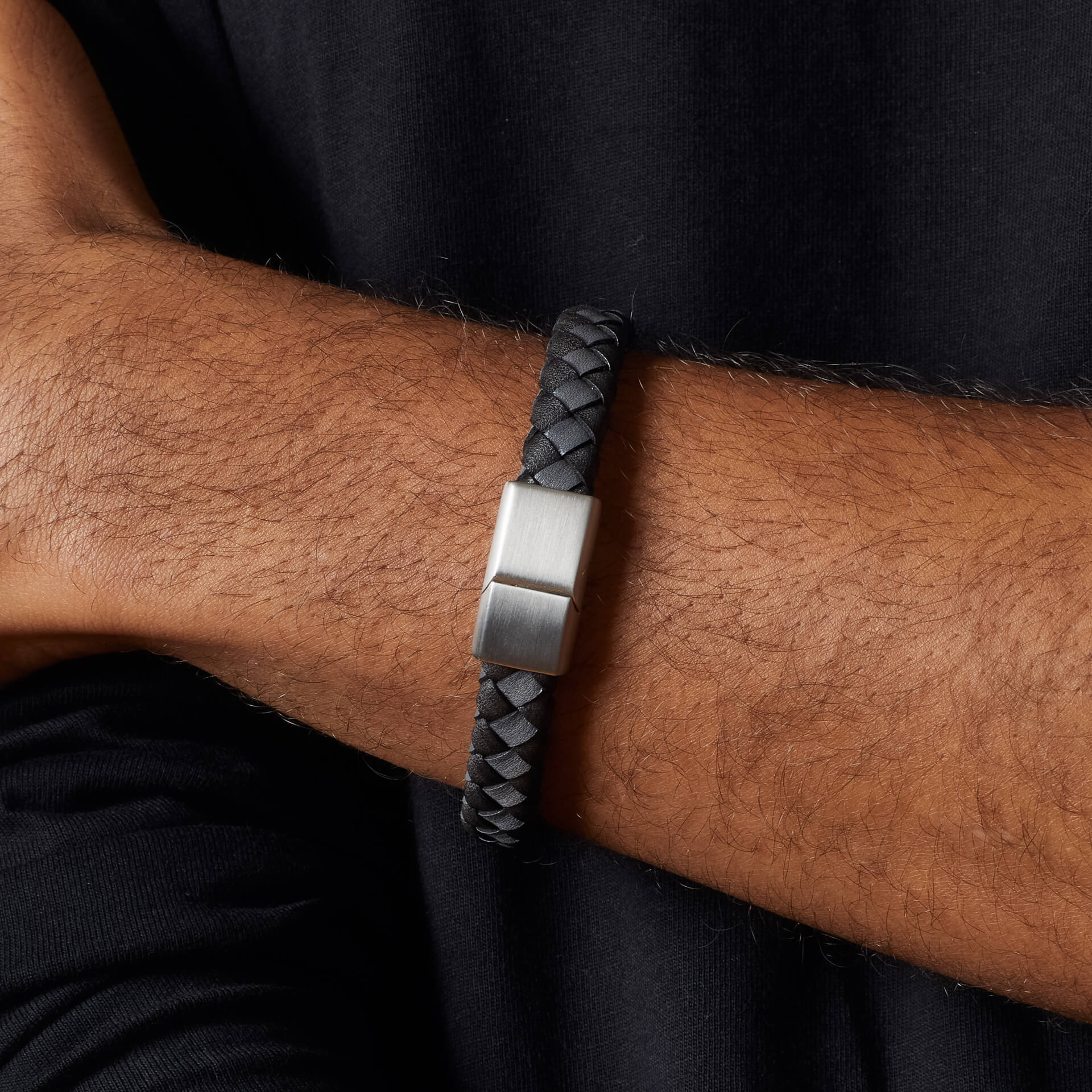 Fred Bennett Checkerboard Leather Bracelet