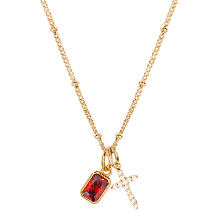 Cross Birthstone Necklace