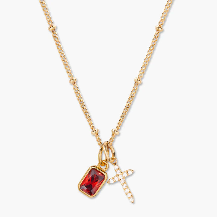 Cross Birthstone Necklace