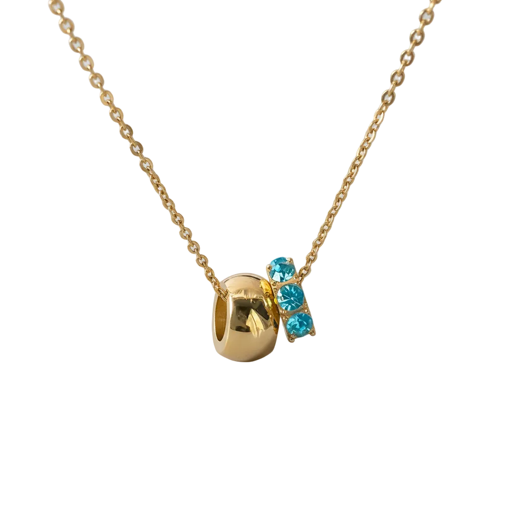 18K Gold Plated Birthstone Charm Necklace