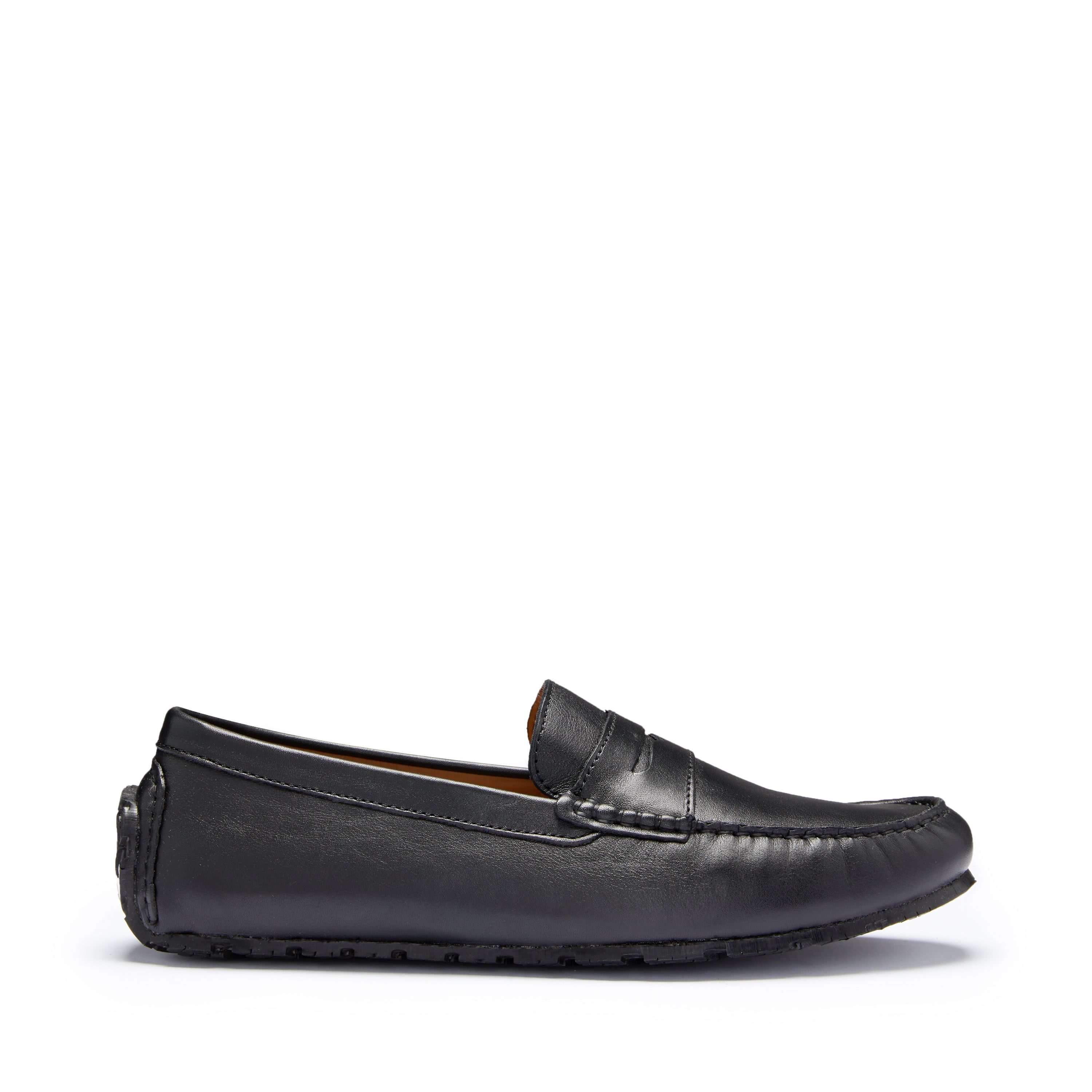 Mocassini Penny Loafer da guida Tyre Sole, in pelle nera