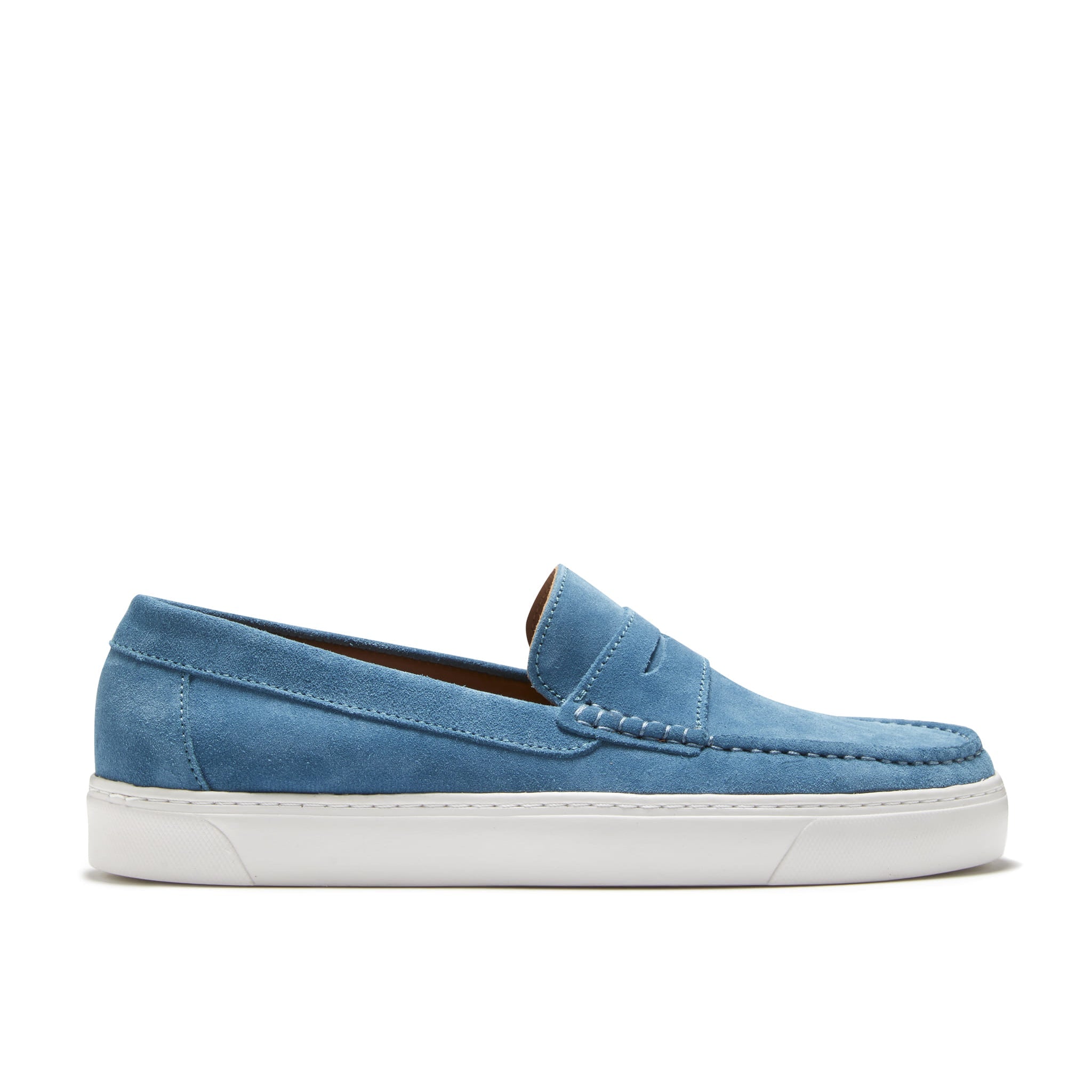 Mocassini da ginnastica slip-on, pelle scamosciata blu petrolio