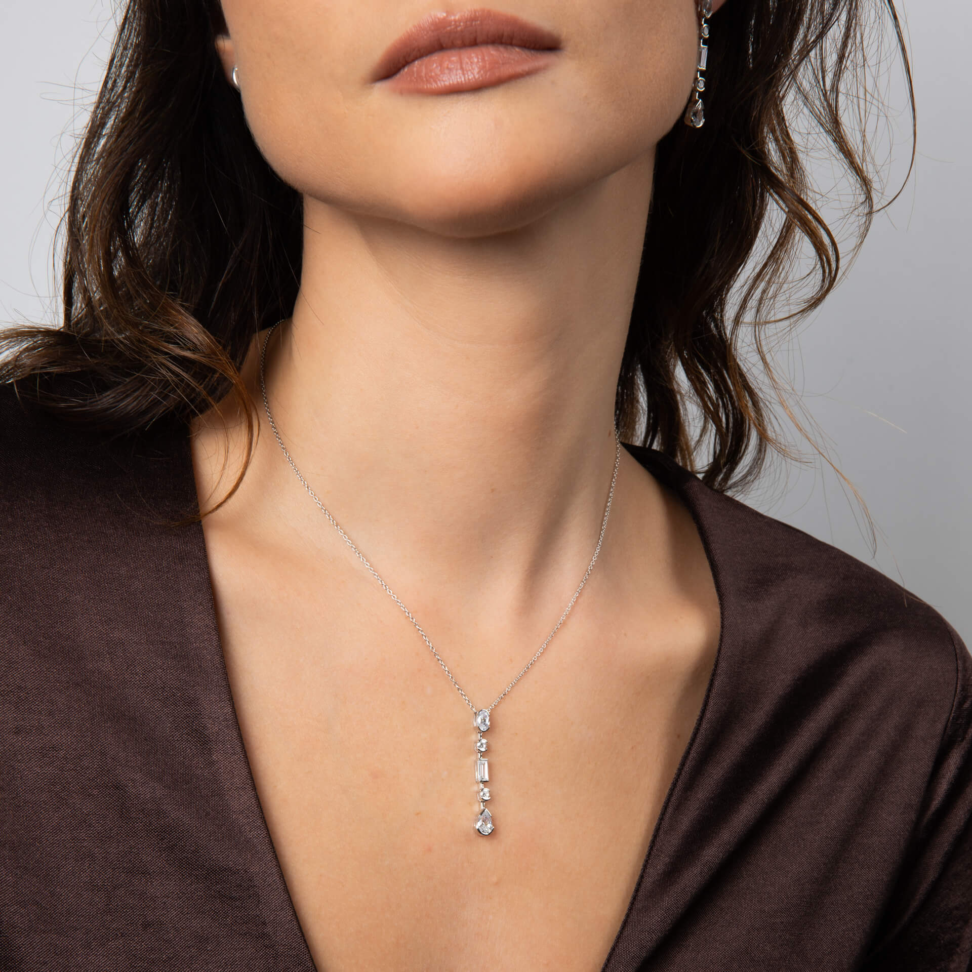 Diamonfire Elongated Half Bezel Pendant