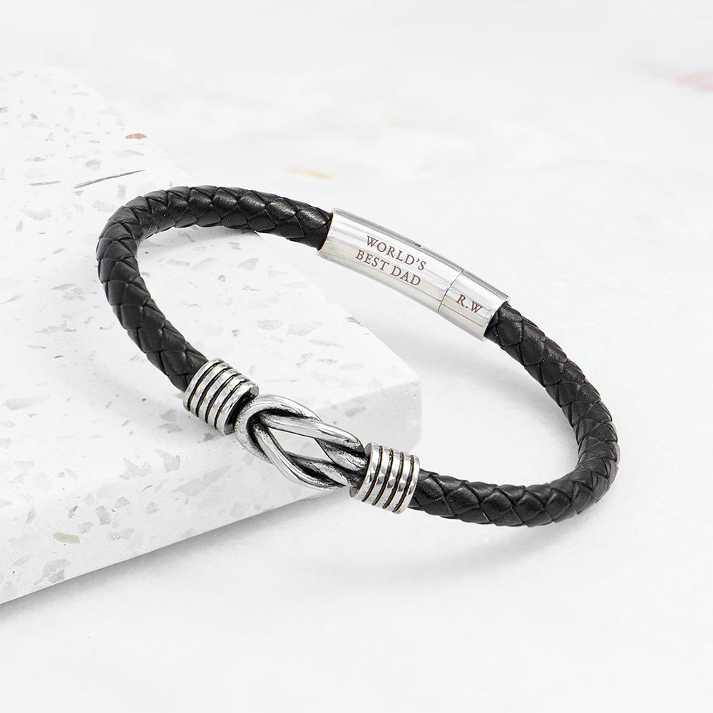 Bracciale da uomo in pelle con nodo infinito personalizzabile