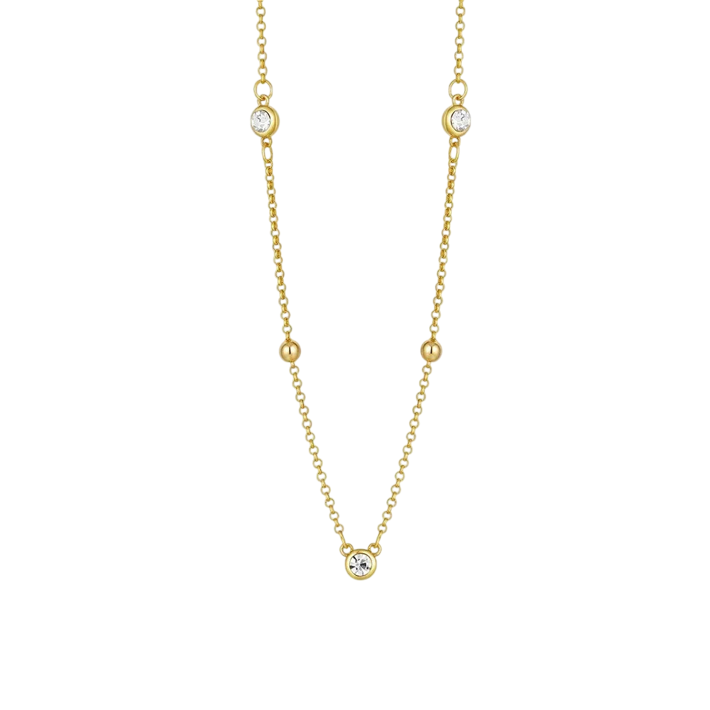 18K Gold Plated Bezel Stone Necklace
