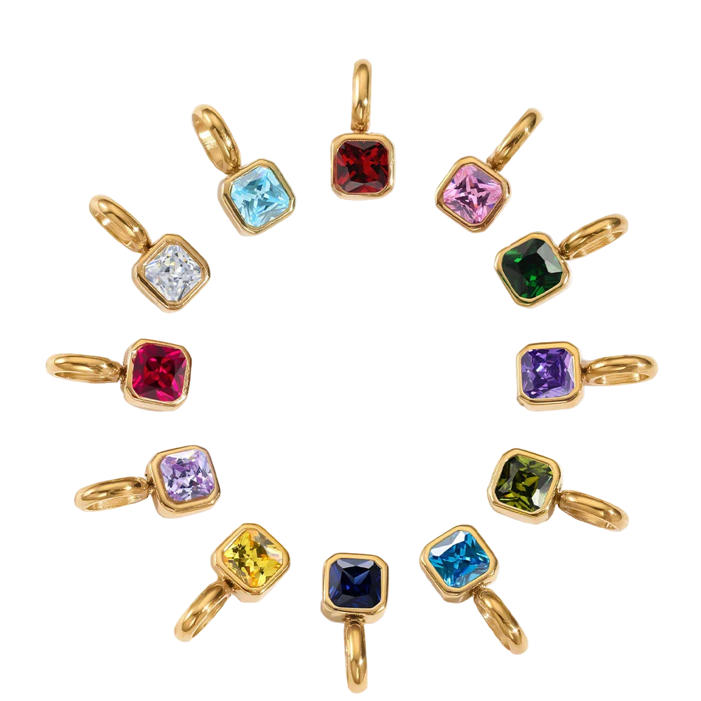 Octagon Birthstone Charms