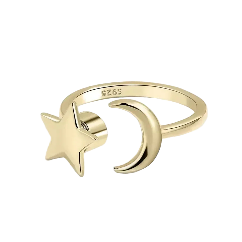Celestial Spinner Ring – Moon & Star