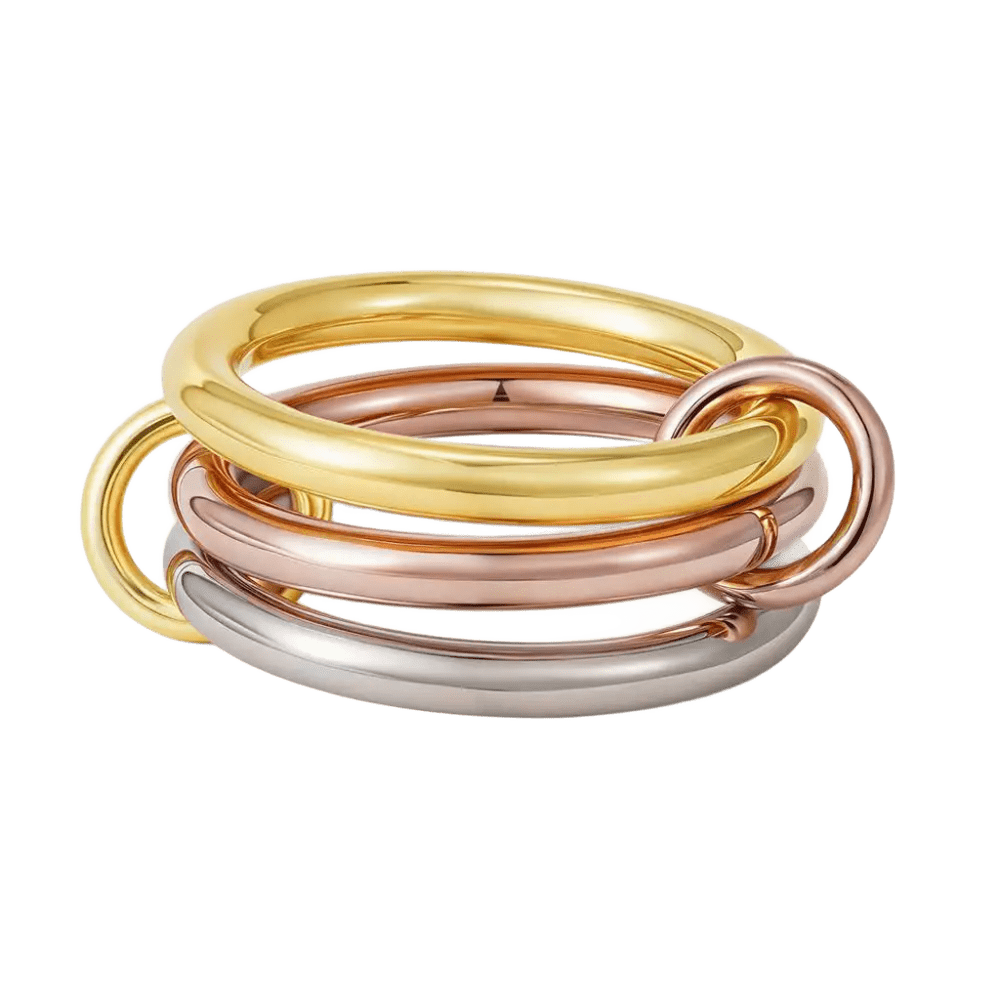 18K Elegant Gold Plated & Bronze & Silver Stacked Rings
