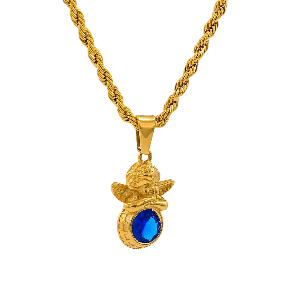 Dainty Angel Birthstone Necklace