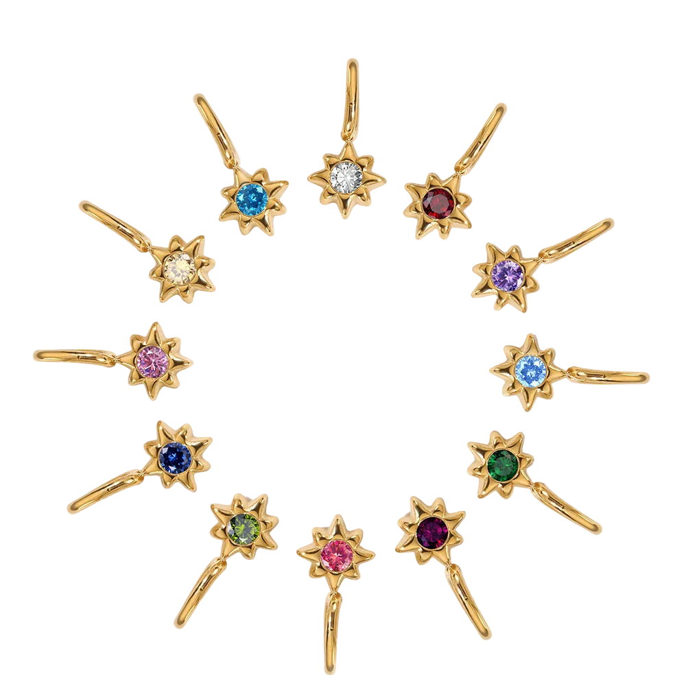 Star Pendant Birthstones Charms