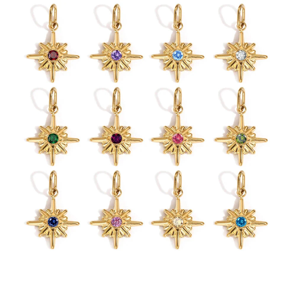Star Shiny Birthstone Charms