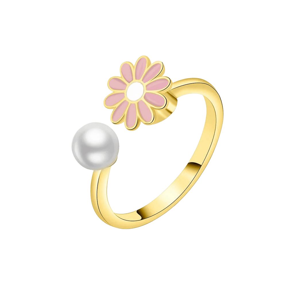 Adjustable Pink Daisy Spinner Ring