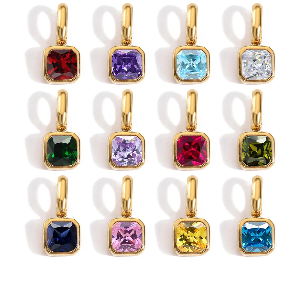 Octagon Birthstone Charms