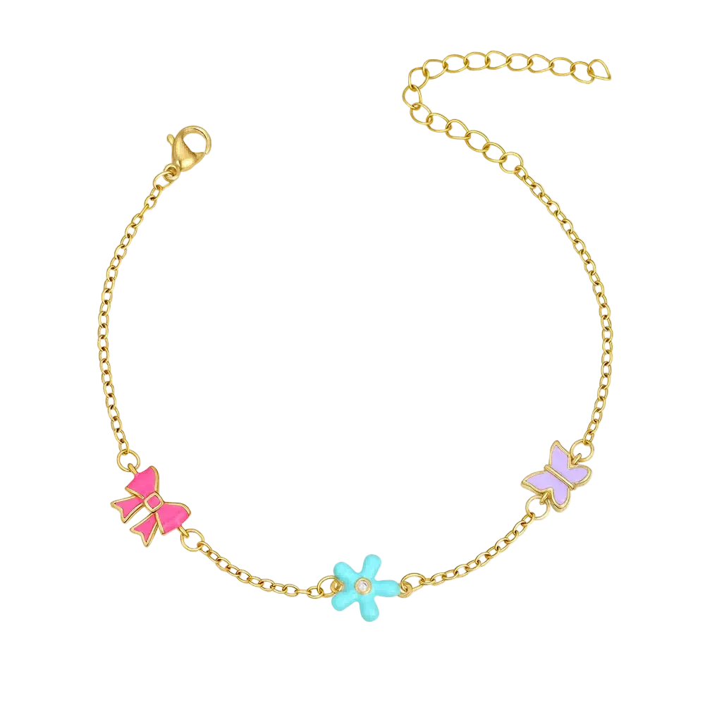 Bowknot & Flowers & Butterfly Charm Bracelet
