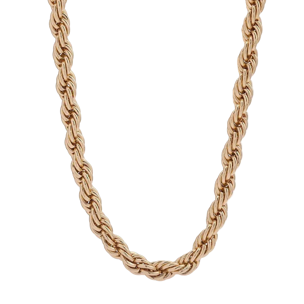 18K Gold Spiral Twist Rope Chain Necklace