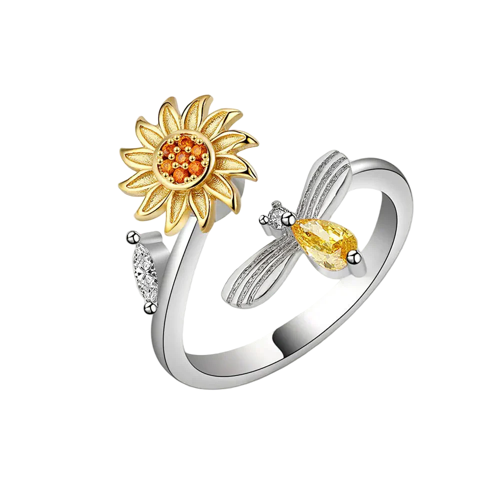 Adjustable Sunflower Spinner Ring