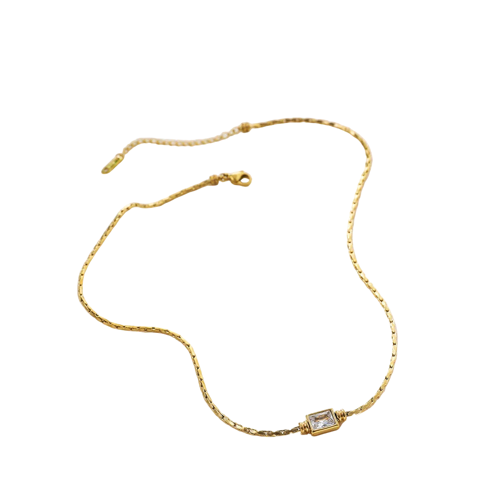 18K Gold Plated Square Zircon Necklace