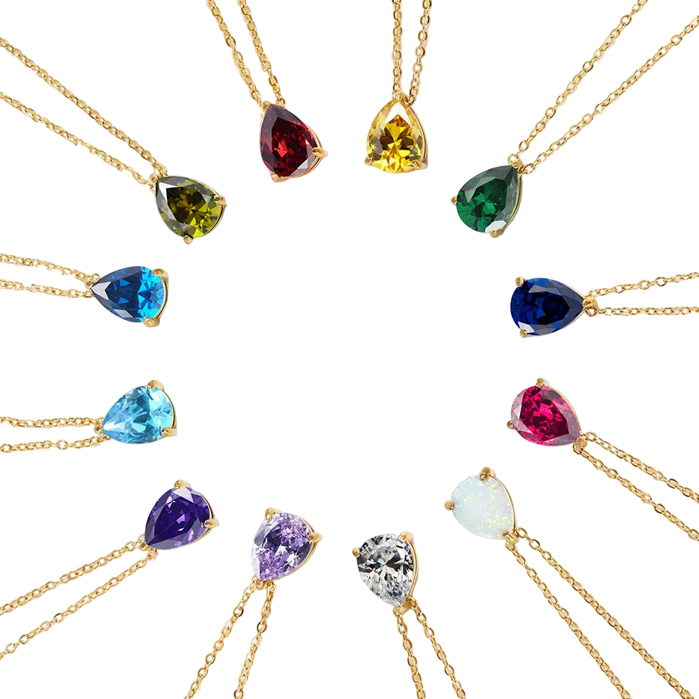 Teardrop Birthstone Necklace