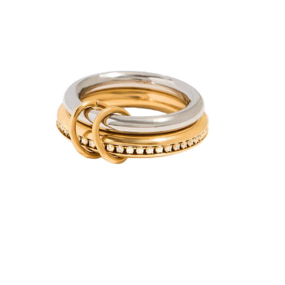 18K Elegant Gold&Silver Stacked Rings