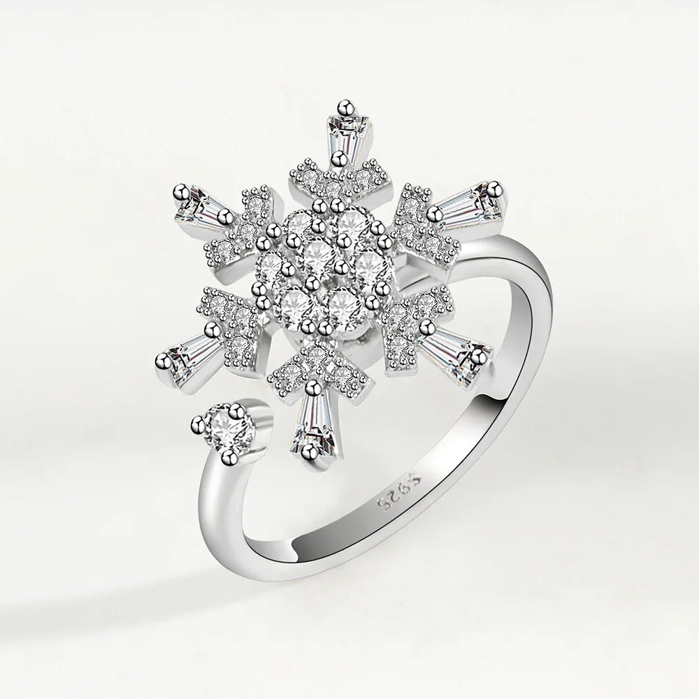 Adjustable Snowflake Spinner Ring
