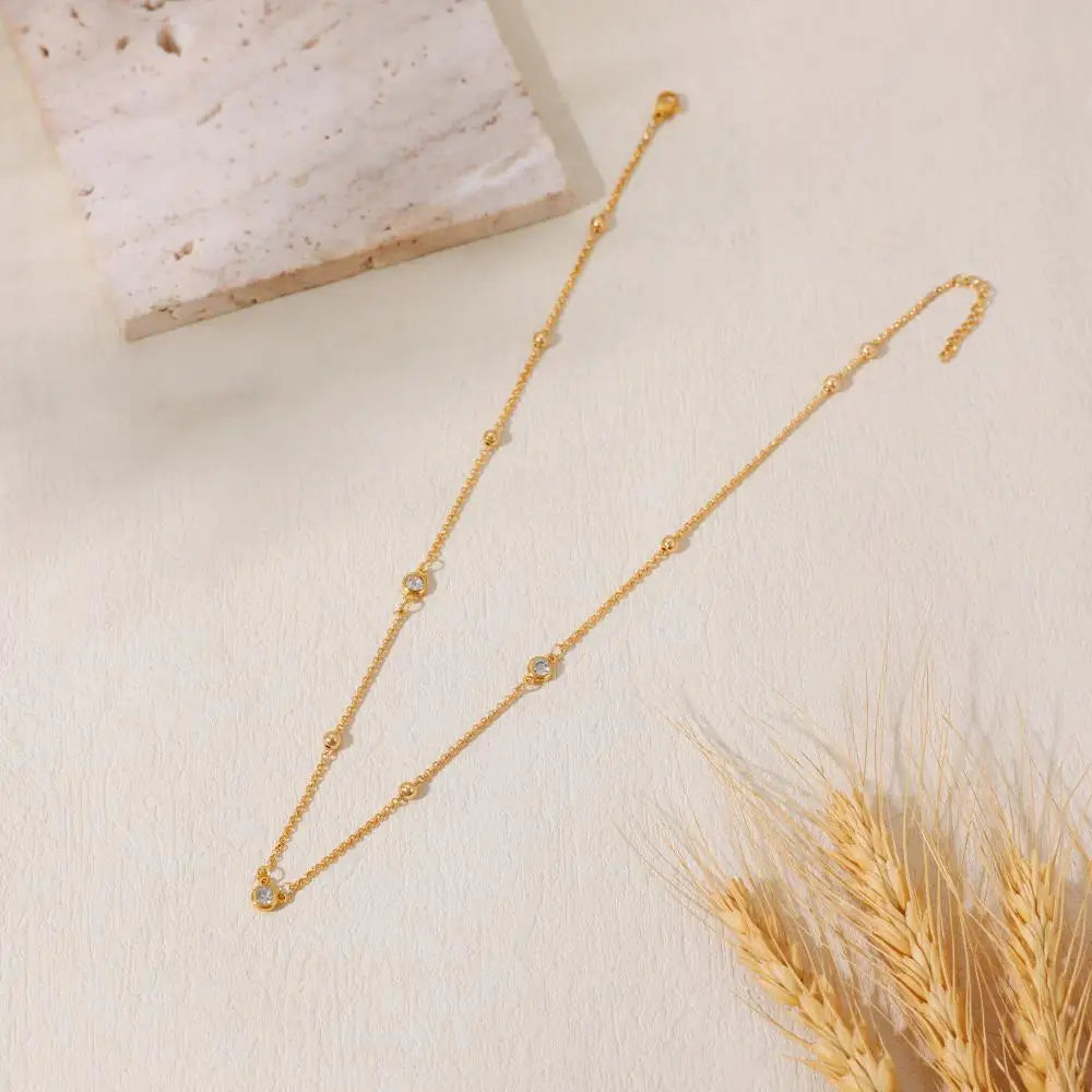 18K Gold Plated Bezel Stone Necklace