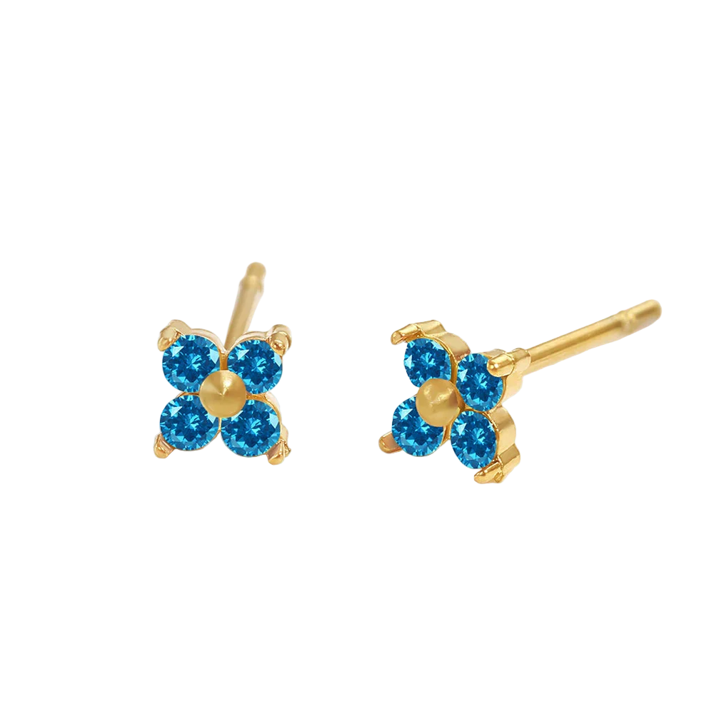 Birthstone Flower Stud Earrings