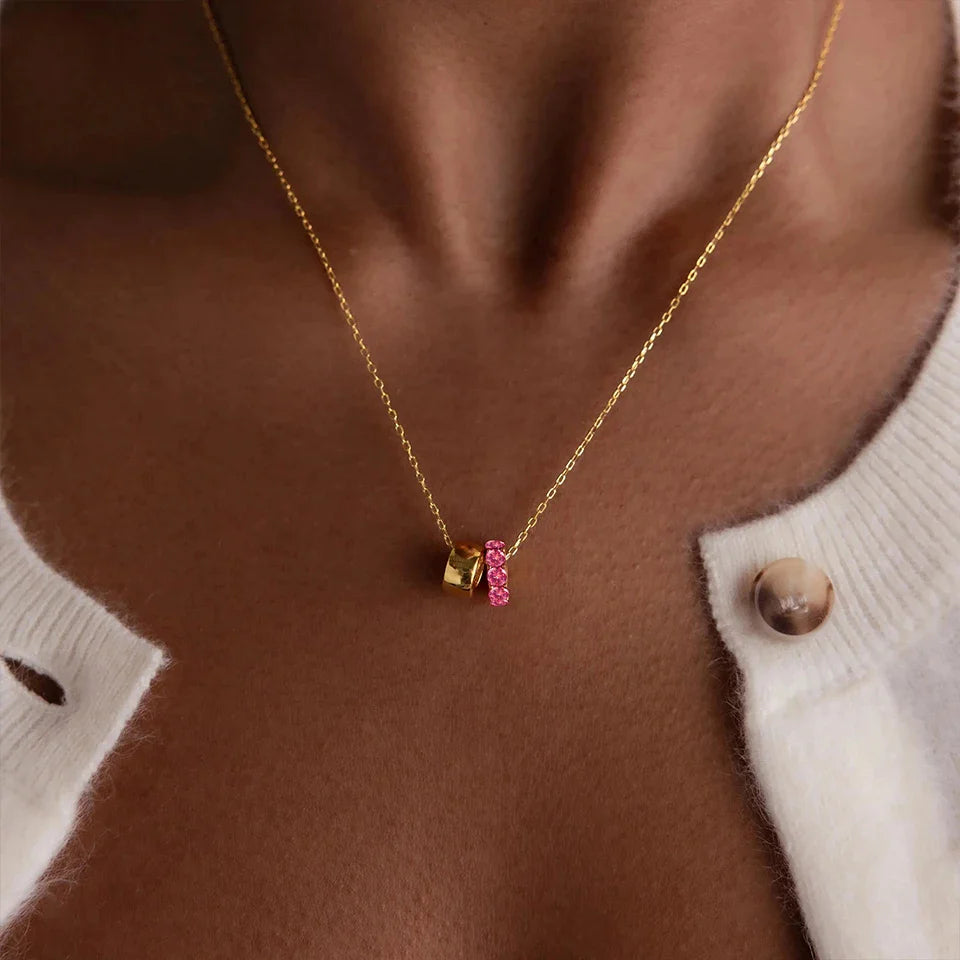 18K Gold Plated Birthstone Charm Necklace