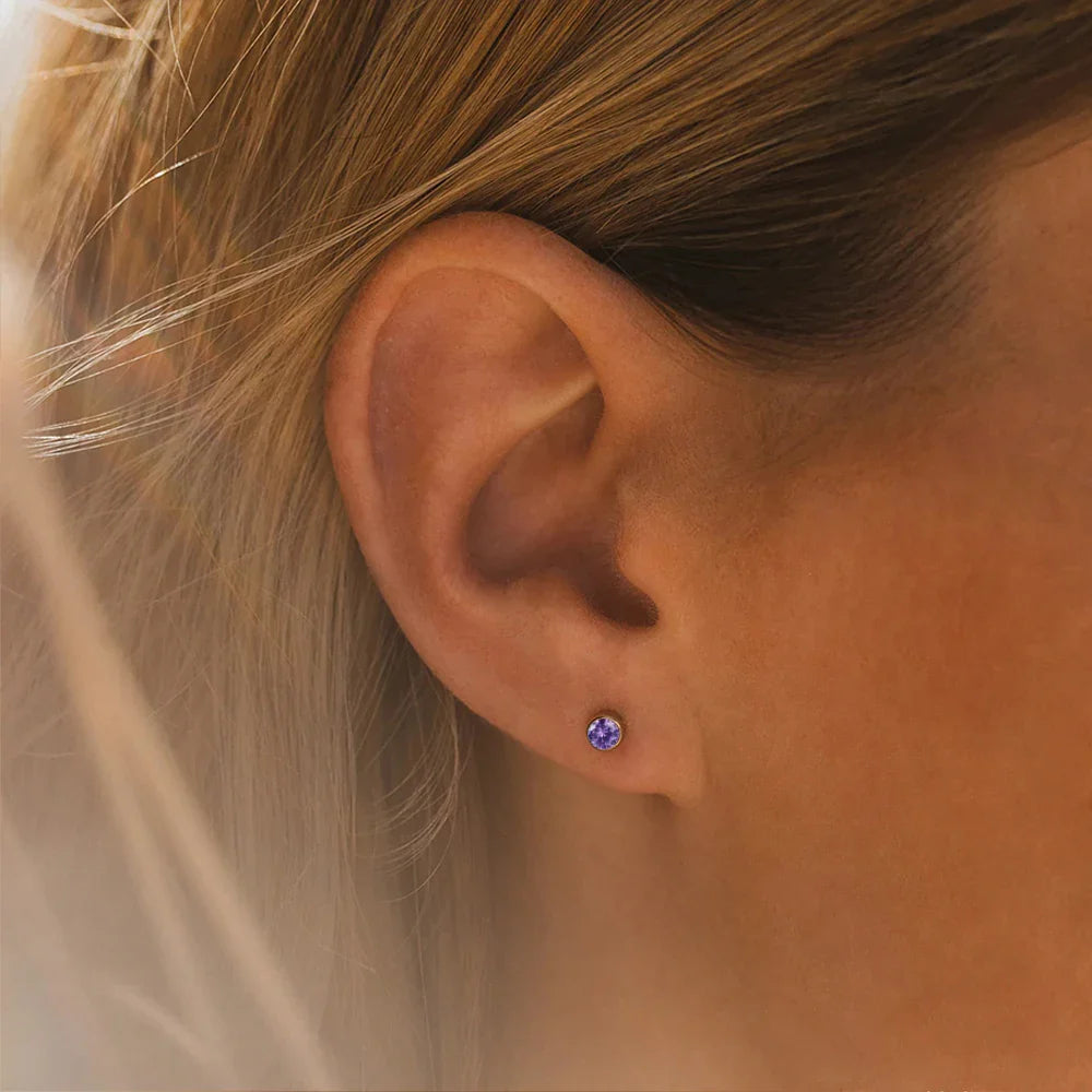 Birthstone Round Stud Earring