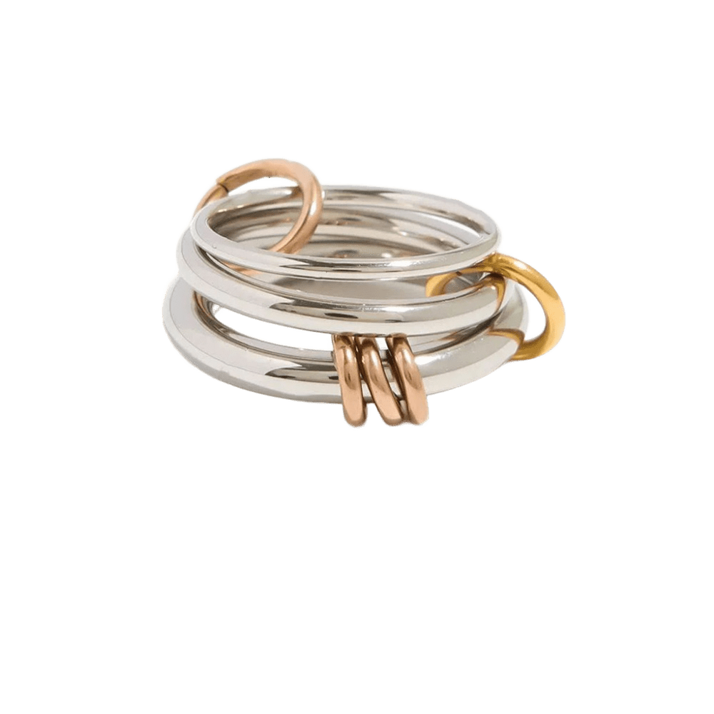 18K Elegant Silver&Bronze&Gold Stacked Rings