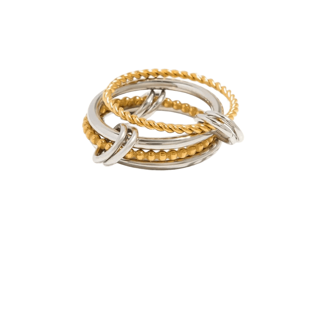 18K Elegant Gold&Silver Stacked Rings