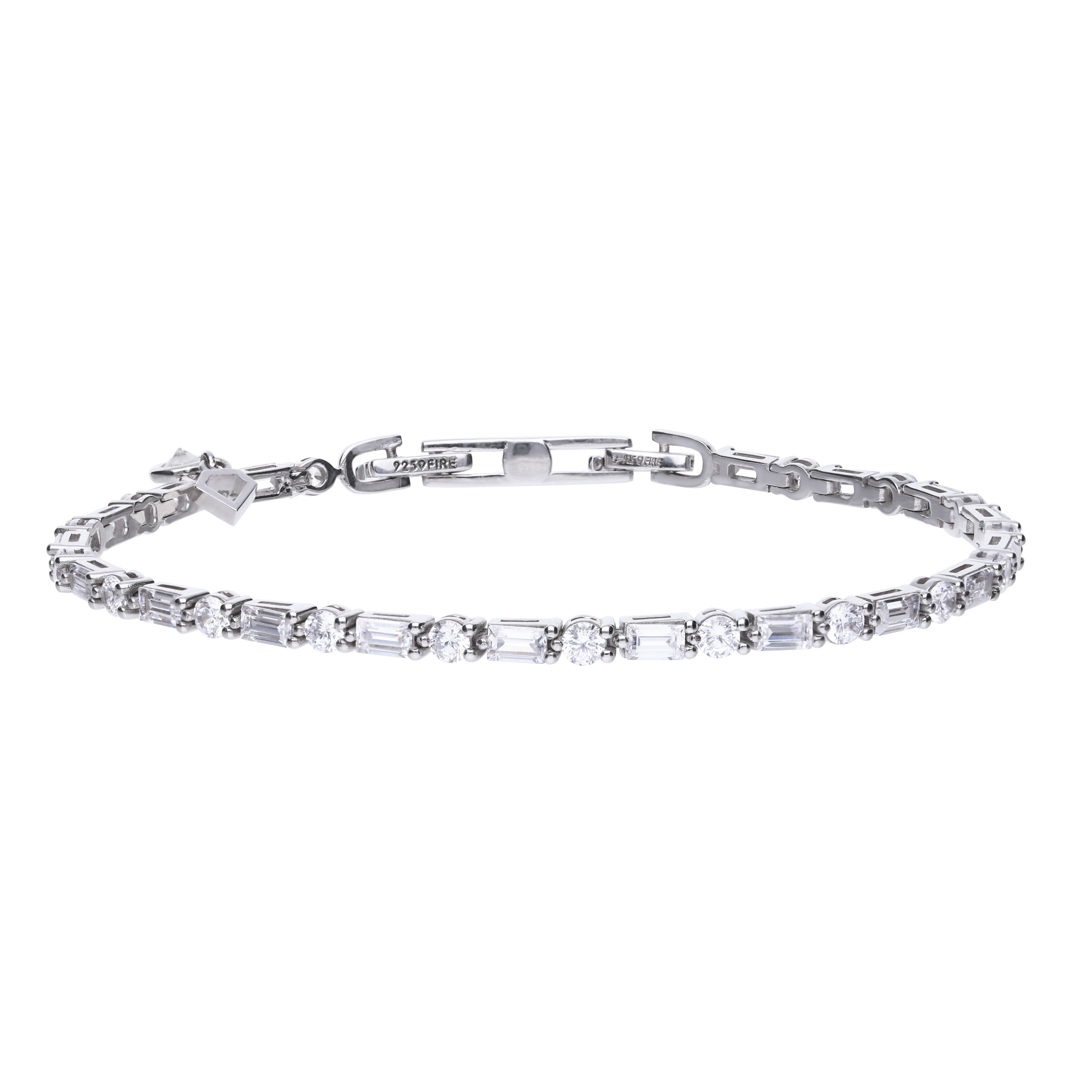 Diamonfire Baguette and Round Zirconia Bracelet
