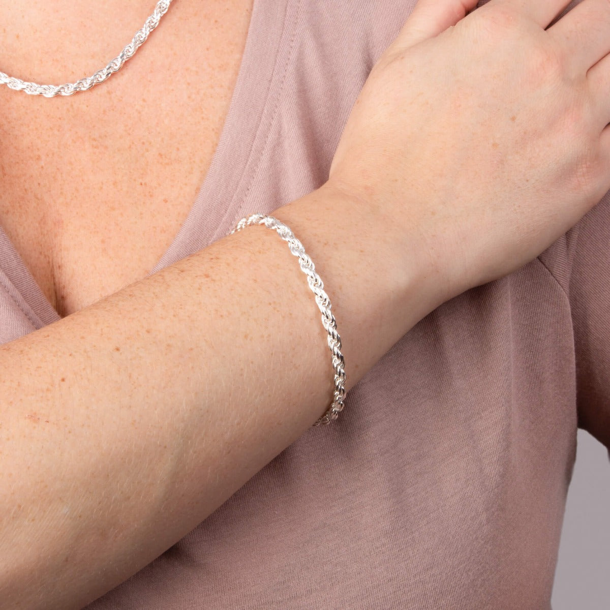 Beginnings Diamond Cut Rope Chain Bracelet