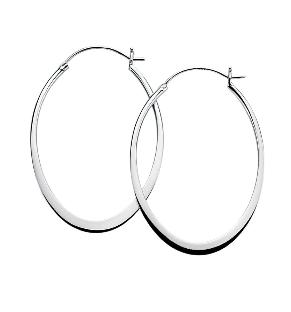 Beginnings Oval Flat Edge Hoop Earrings