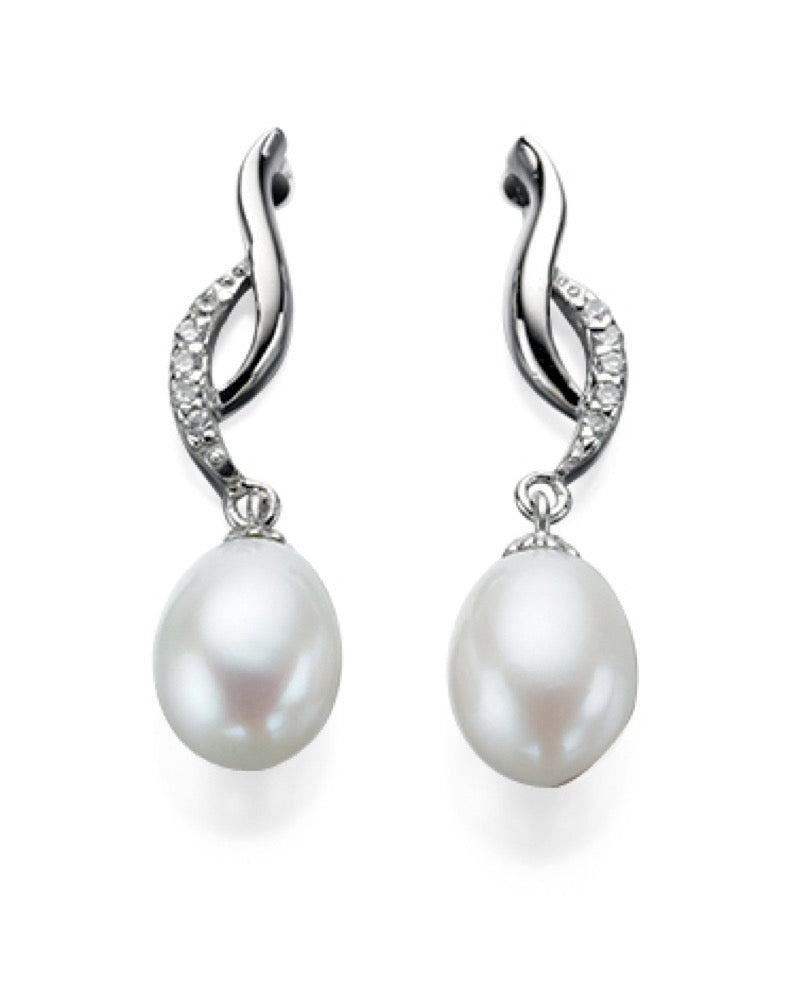 Beginnings Freshwater Pearl and Cubic Zirconia Twist Earrings