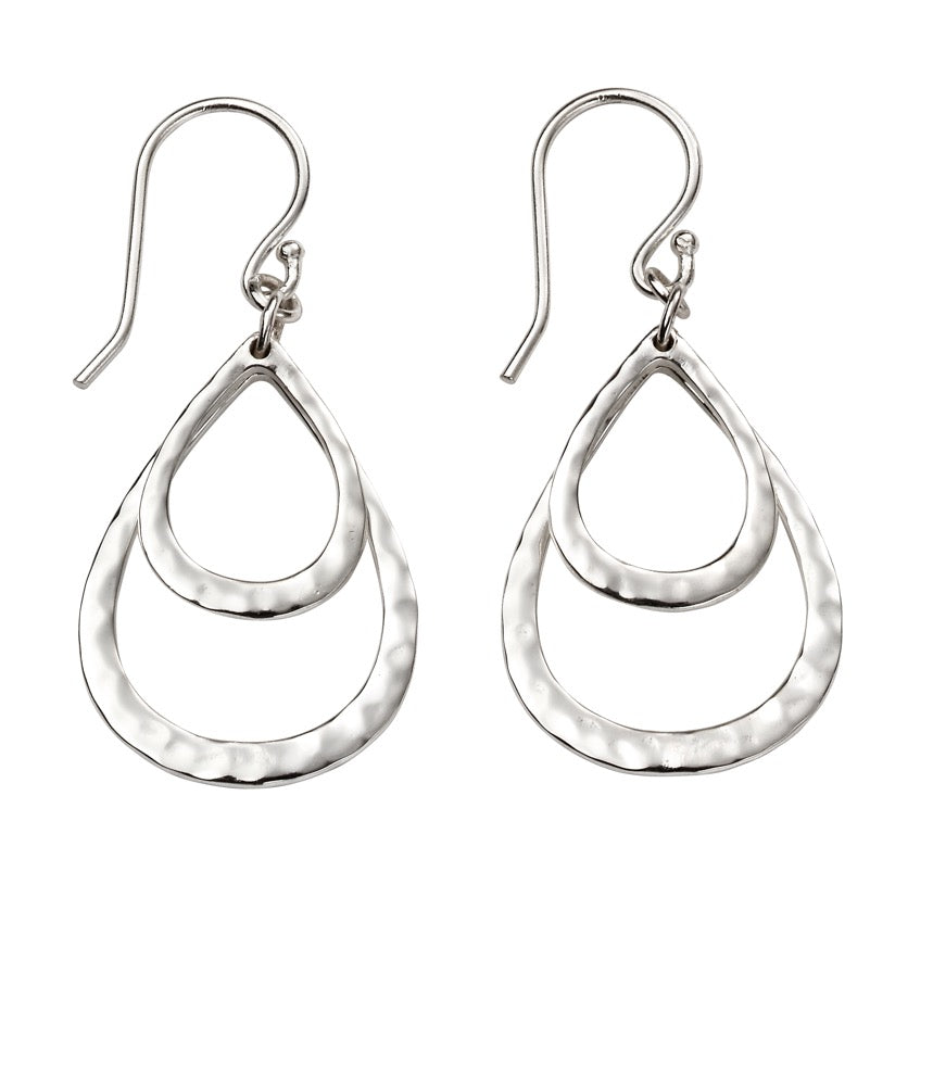 Beginnings Hammered Double Teardrop Drop Earrings
