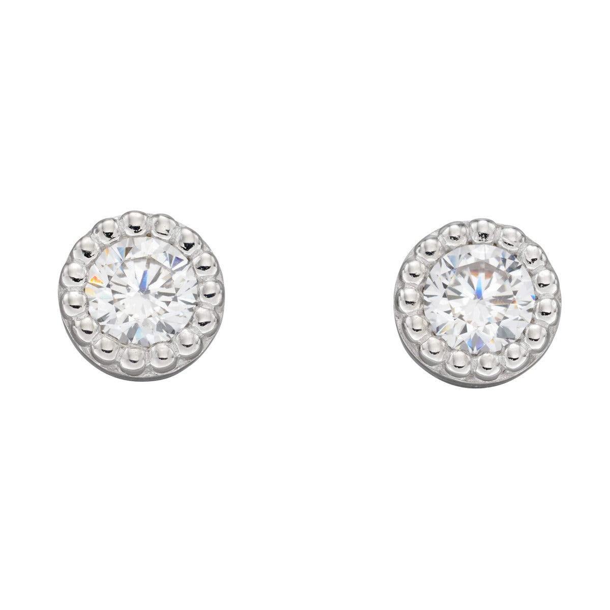 Beginnings Millegrain Edge Round Stud Earrings
