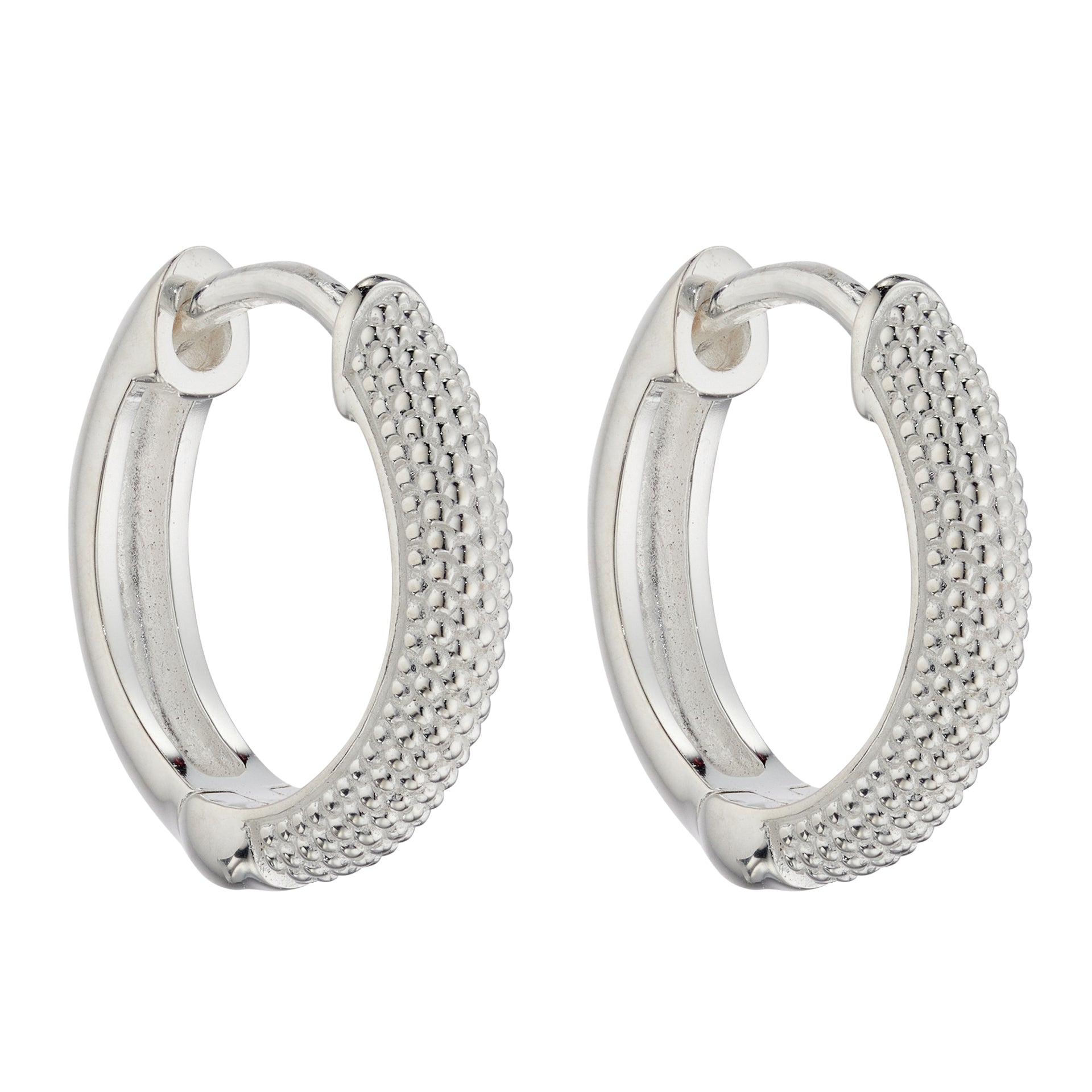 Beginnings Micro Bead Textured Hoop Earrings 13mm