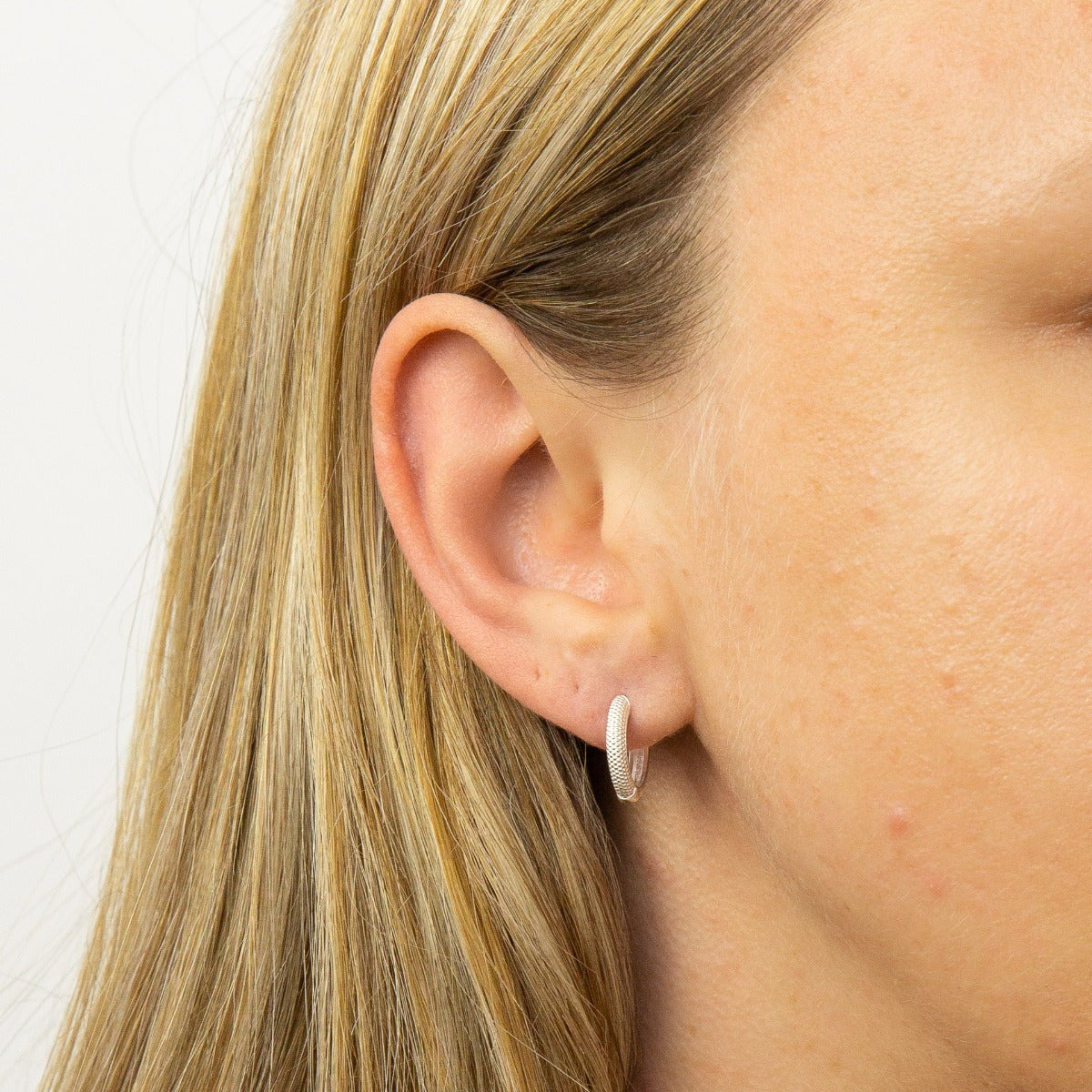 Beginnings Micro Bead Textured Hoop Earrings 13mm