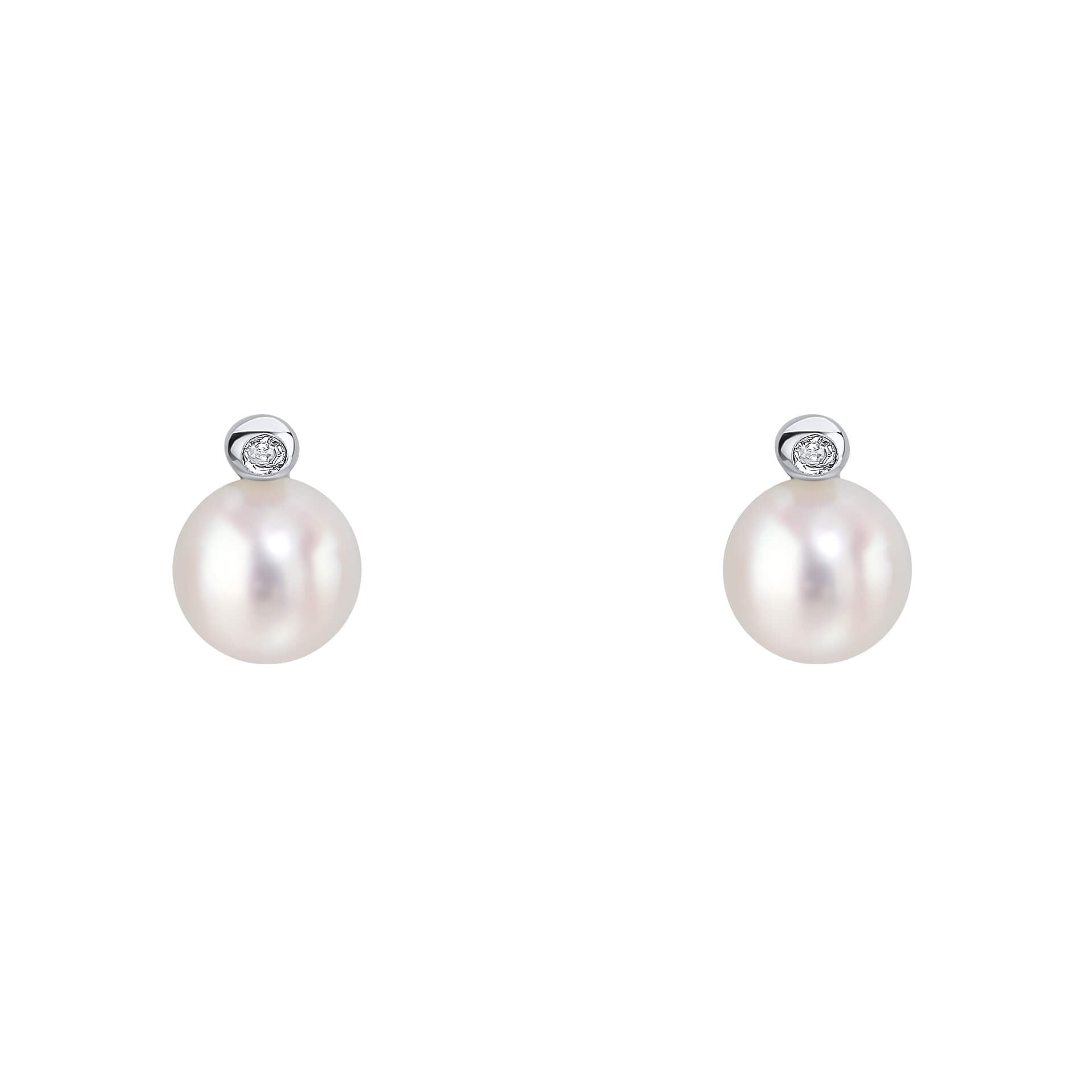 D For Diamond Pearl Stud Earrings with Diamond
