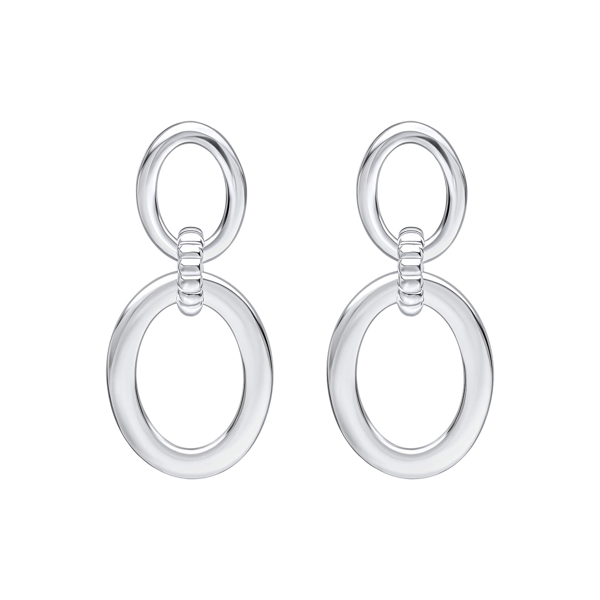 Beginnings Double Oval Drop Earrings with Textured Connection Link