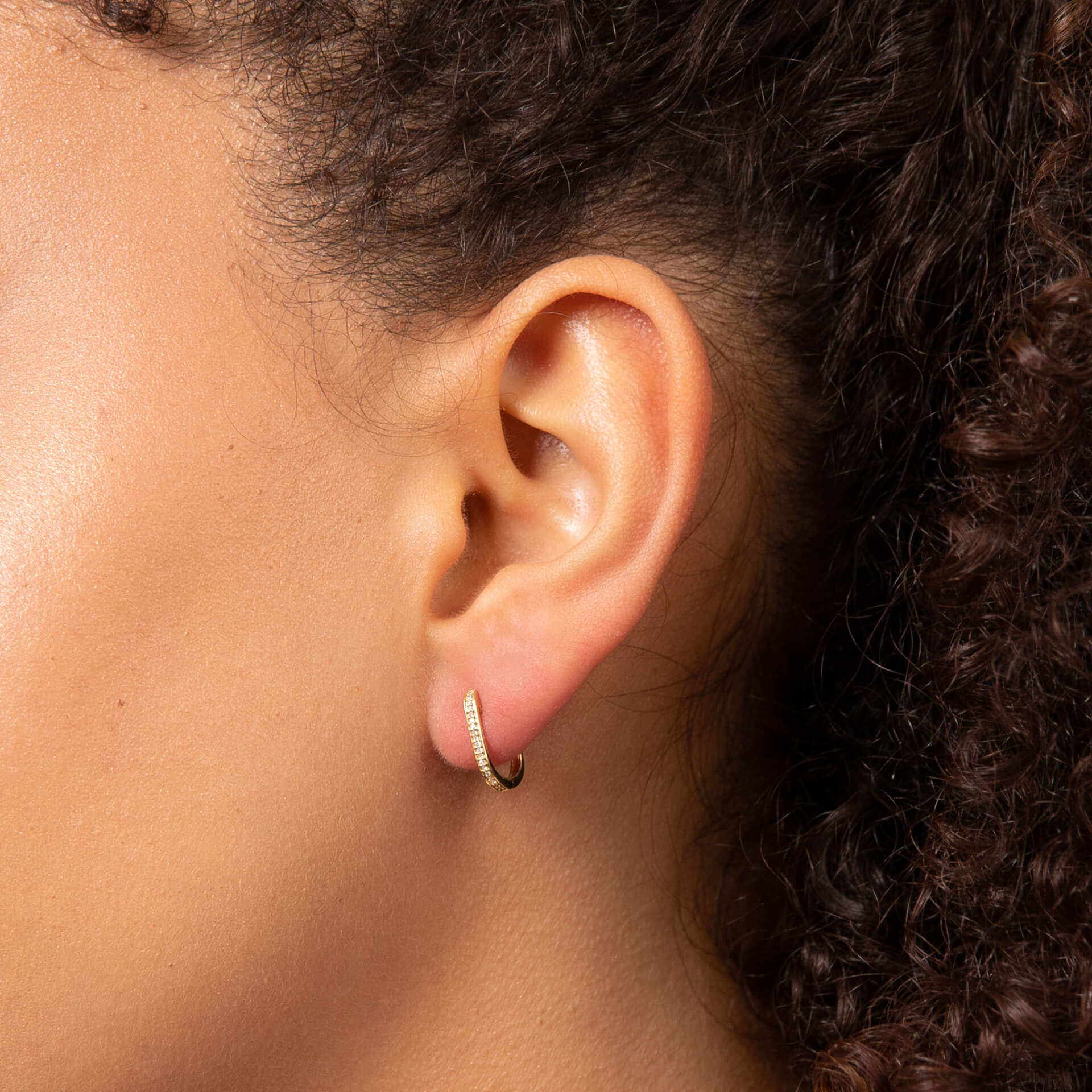 Elements Gold U Shape Pave Diamond Hoop Earrings