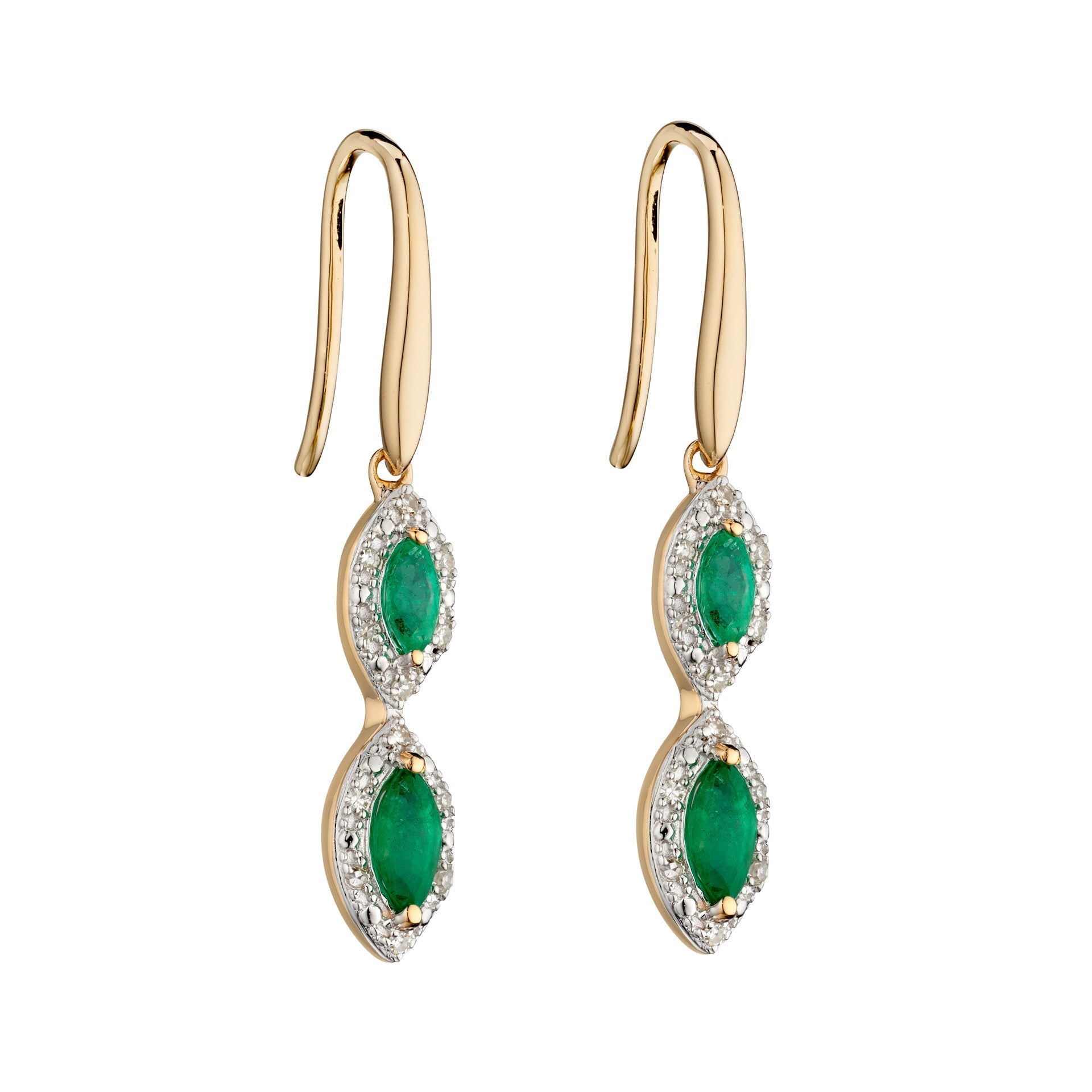 Elements Gold Marquise Double Drop Earrings